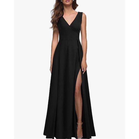 NEW V Neck Sleeveless Split Formal Dress Cocktail Maxi Dress XL - Picture 1 of 5